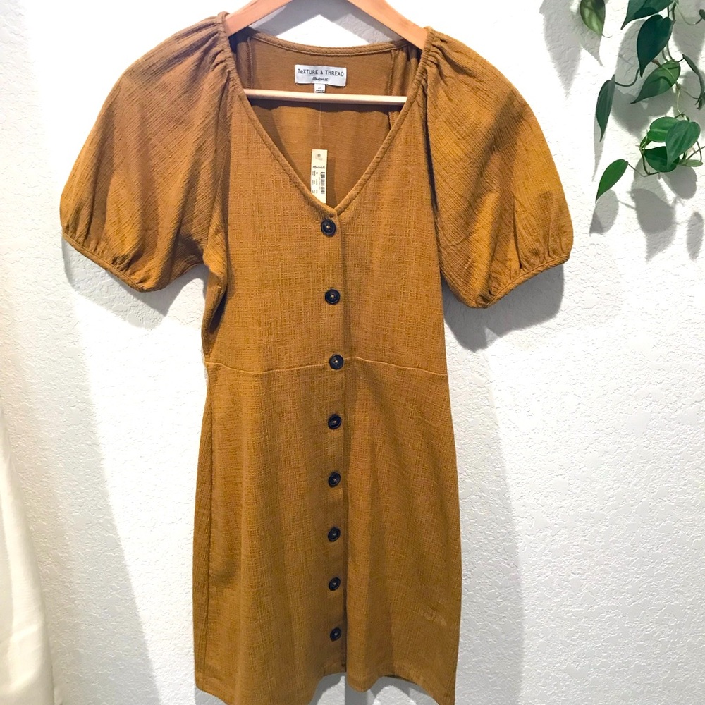 NWT Madewell V Neck Button Down Taupe Dress